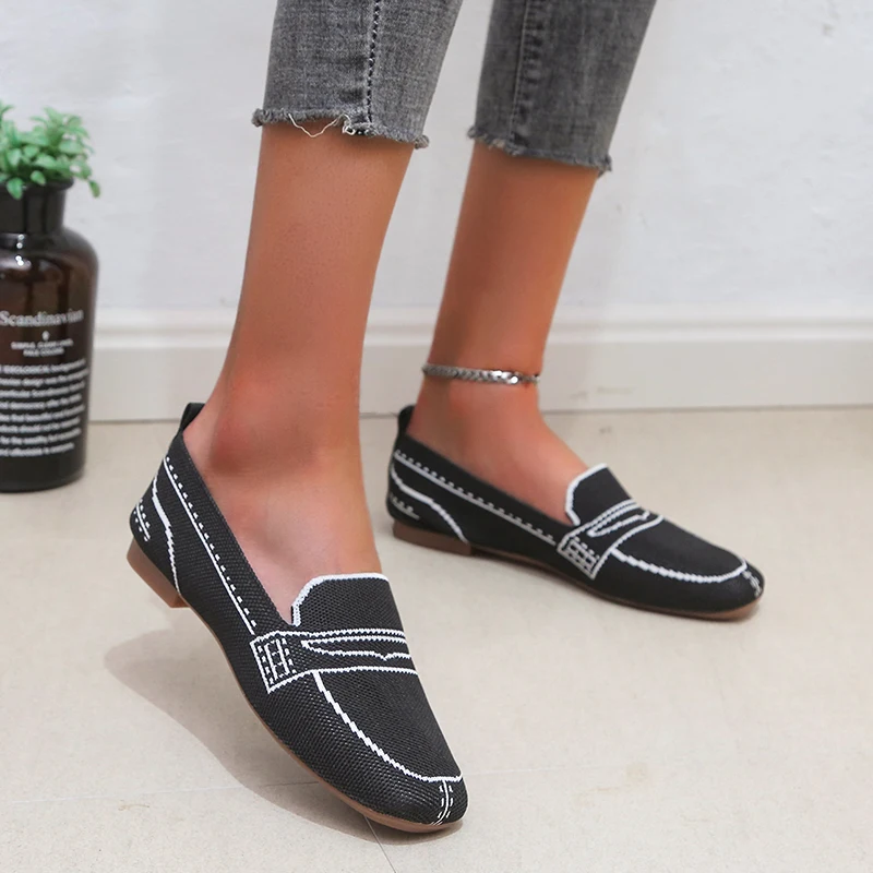 

2022 New Womens Flat Shoes Outdoor Leisure Low Upper Shoes Comfortable Walking Shoes Joker Loafer Set Foot Women's Single Shoes