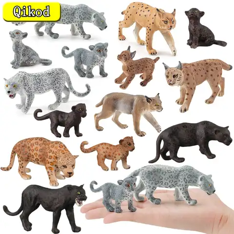 Фигурка дикого кота, новинка, снежный леопард, Черная пантера, рысь, модель животного, фигурки героев, коллекционные игрушки для детей, подар...