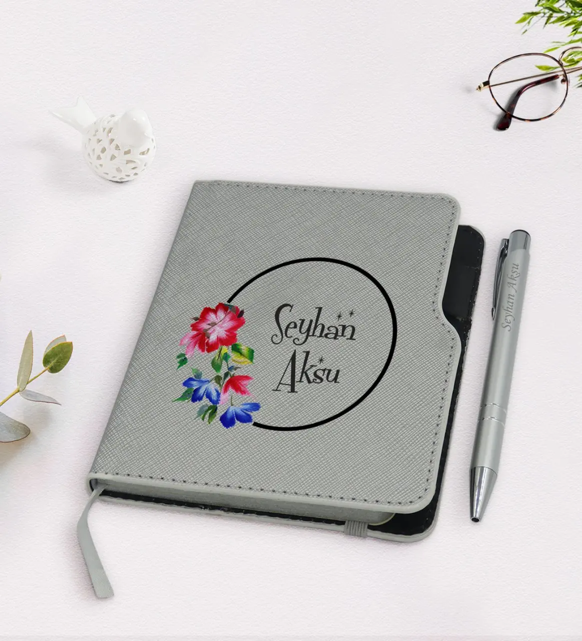 

Personalized Is Gray Thermo Leather Notebook Pen Seti-14