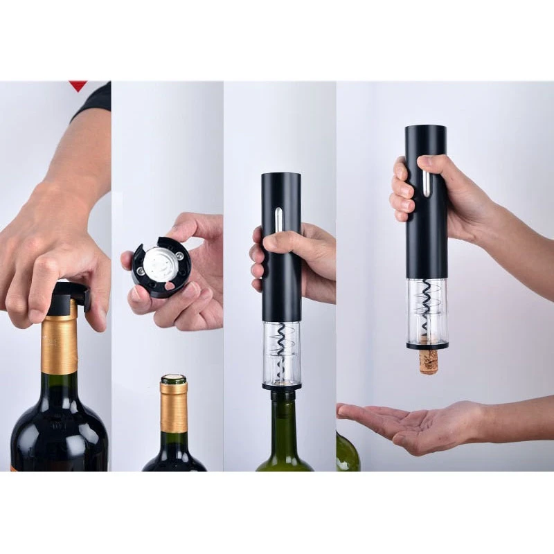 

Electric Wine Bottle Opener, This Black Electric Wine Opener Comes With A Foil Cutter, Battery Operated, Easy To Use