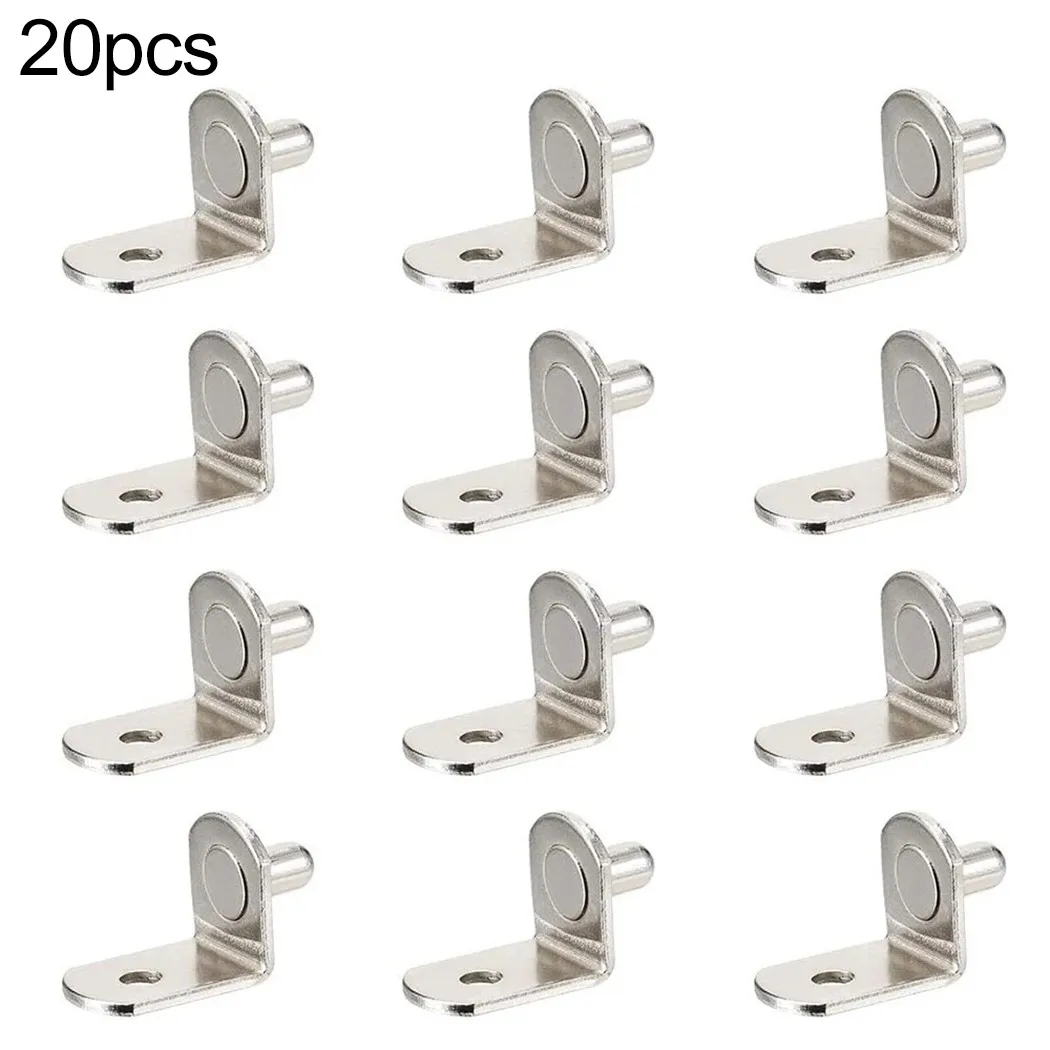 20Pcs Shelf Brackets Support Studs Pegs 5mm Metal Pin Shelves Seperator Fixed Cabinet Bookcase Wall Mount Holder Home Hardware