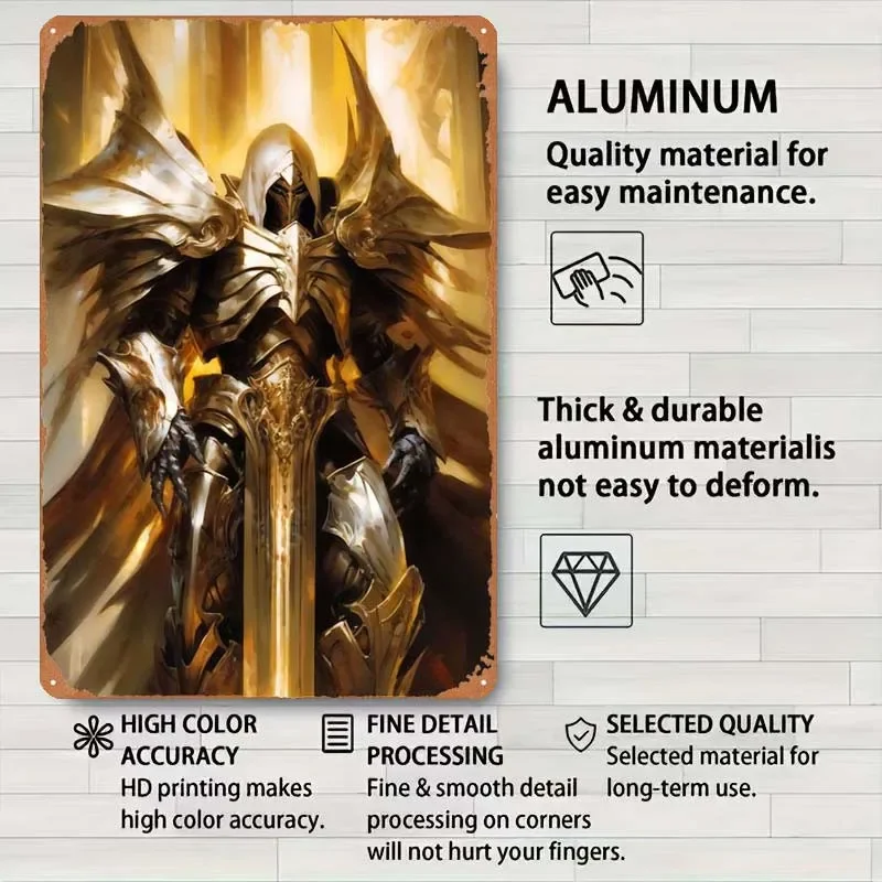 Фантастический постер с ангелом воином дверной знак металлический табличка для