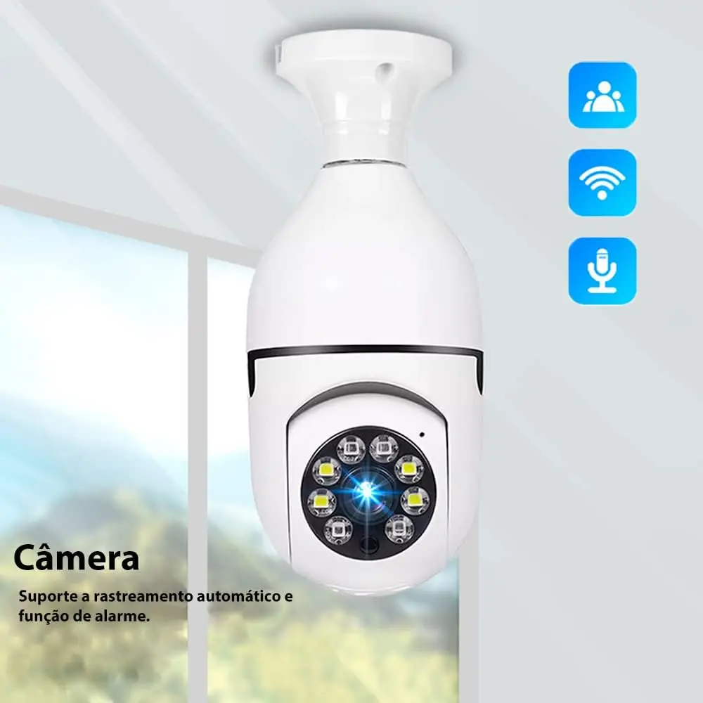 

2023 new Câmera de lâmpada E27 2.4GHz Wi-Fi lâmpada câmera de segurança com 1080p HD visão noturna detecção de movimento