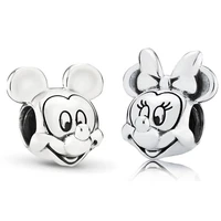 fit original pandora charms bracelet women disney silver color minnie mickey mouse beads for jewelry making diy bangle accessory