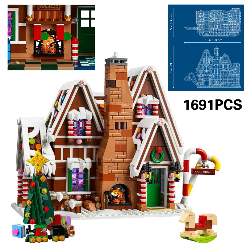 

Gingerbread House Building Blocks Christmas Santa Claus Elk Gingerbread Man Figures Bricks Toys For Children Gifts 10267 19075