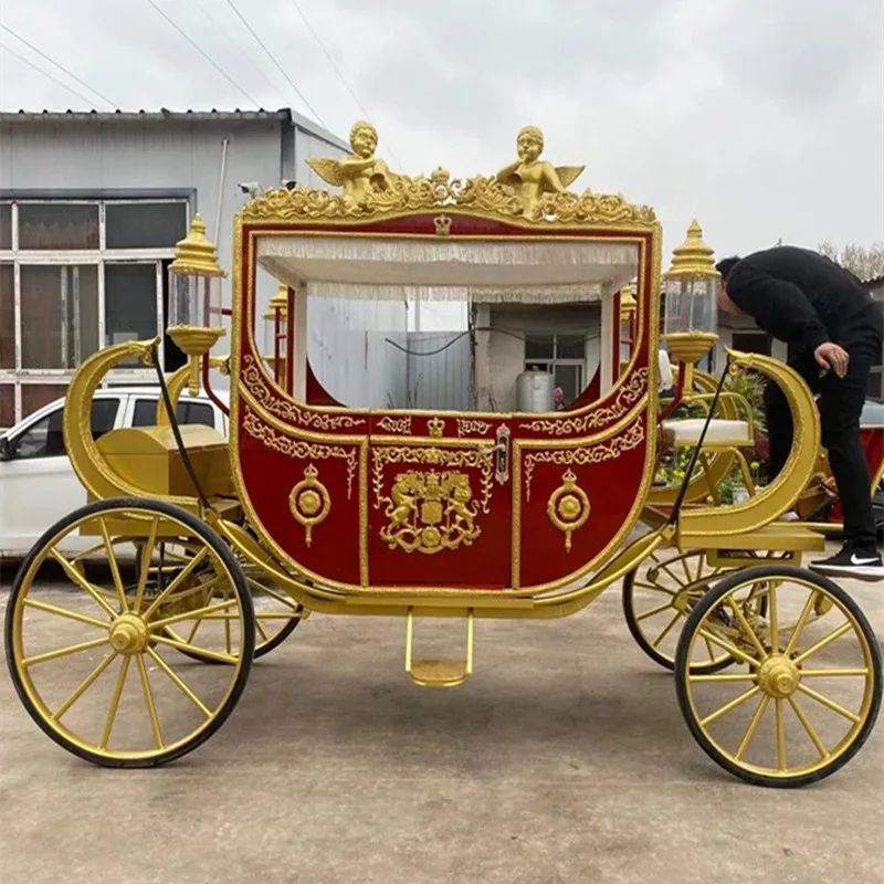 Royal Luxury Double-row Horse Drawn Carriage Trailer For Sale Wedding Electric Children