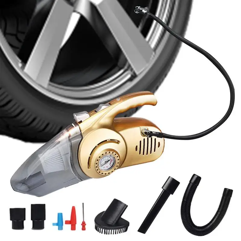 

Многофункциональный автомобильный пылесос 4 в 1, автомобильный пылесос для накачки шин, манометр, светодиодсветильник, фильтр НЕРА