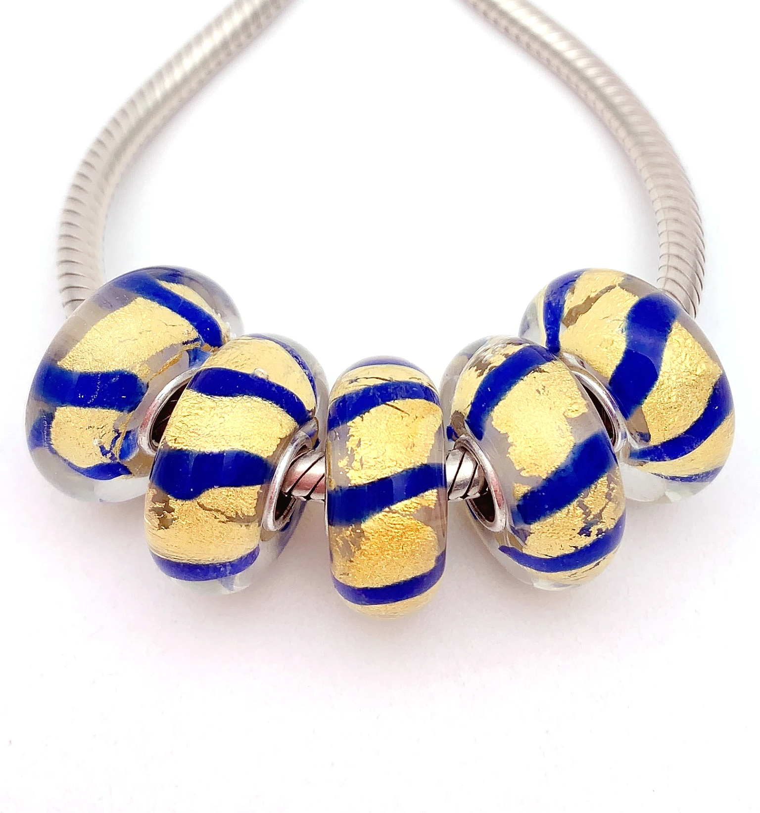 

XHYG253 5X 100% Authenticity S925 Sterling Silver Beads Murano GlassBeads Fit European Charms Bracelet Diy Jewelry Lampwork