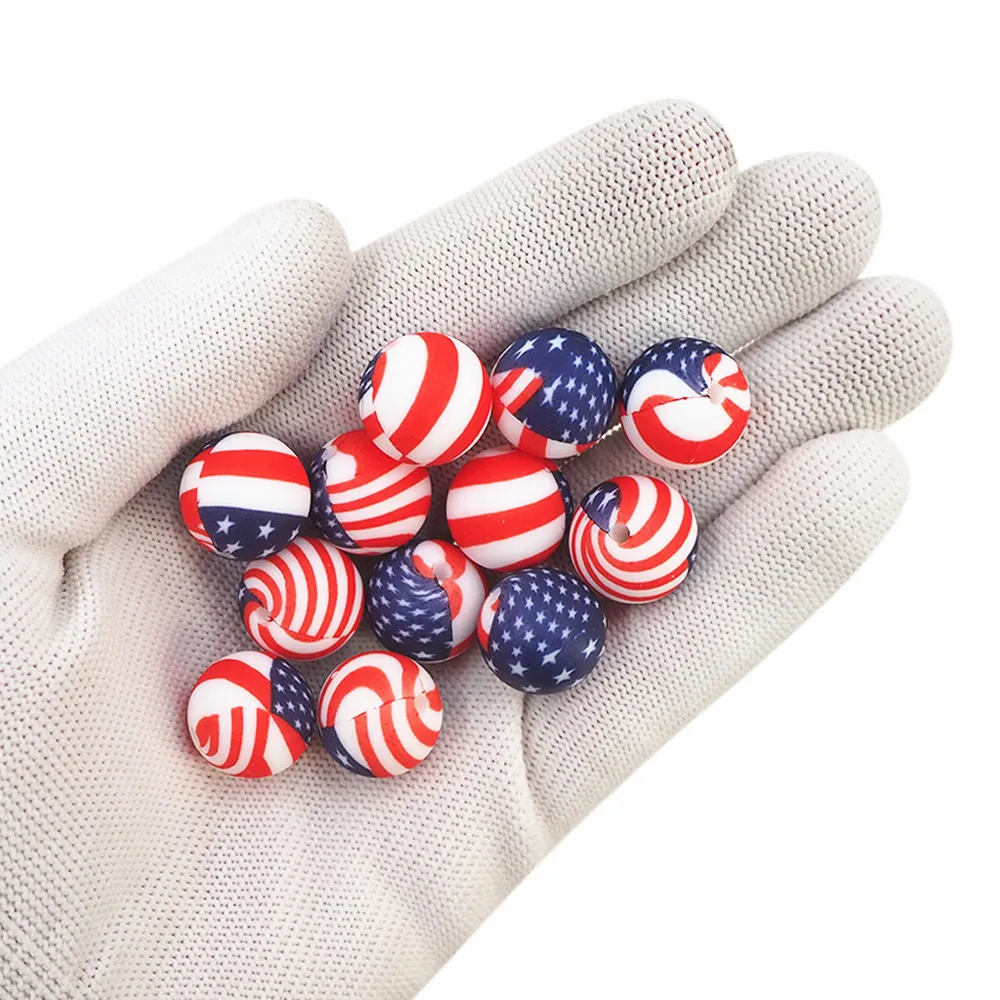10 шт. силиконовые бусины с принтом в виде флага 15 мм |