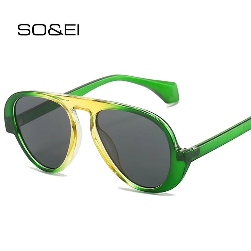 

SO&EI New Fashion Pilot Sunglasses Women Retro Gradient Lens Shades UV400 Men Trending Double Color Sun Glasses