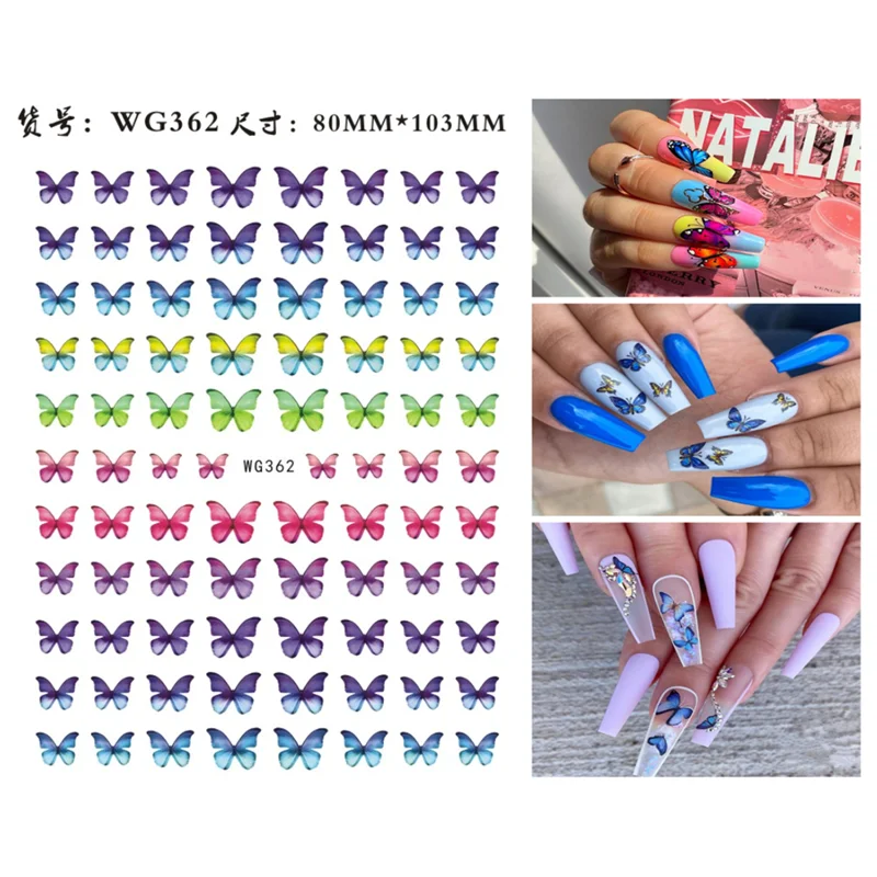 

10PCS Gradient Butterfly Nail Stickers Nail Art Accessories 3D Colorful Butterfly Nail Art Stickers Nail Decoration Nail Sliders