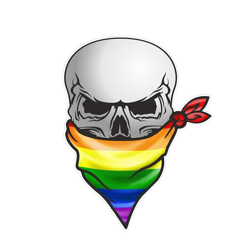 

Бутиковые наклейки, Готический Байкер, пиратский череп с лицом, бандана, Радужный Флаг, мотив, виниловые наклейки для автомобиля, 12x8,3 см