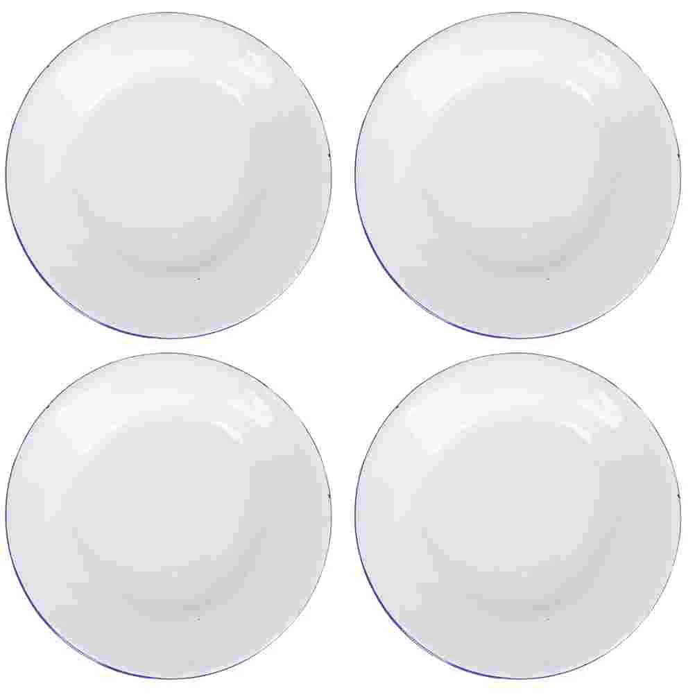 

Enamel Platedishes Platter Appetizer Salad Trays Dish Dinner Dessert Snack Serving Fruit Pasta Tray Eating Flat Metal Bowls