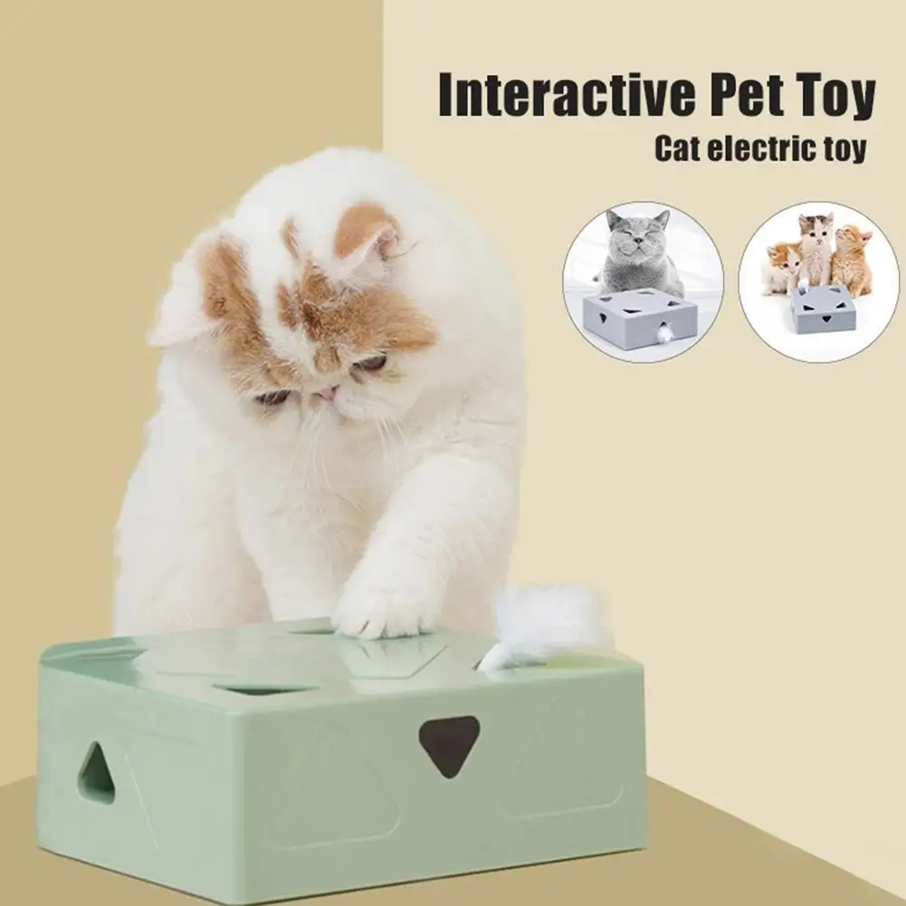 

Cat Hunt Toy Electric Cat Toy Sqaure Magic Box Smart Teasing Cat Stick Crazy Game Interactive Cat Feather Toy Cat Catching Mouse