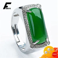 classic rings for men 925 silver jewelry rectangle emerald zircon gemstone open finger ring wedding engagement party accessories