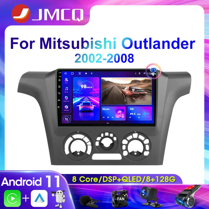 Автомагнитола JMCQ 2DIN, 4G, Android 11, мультимедийный видеоплеер для Mitsubishi Outlander 1 2002-2008, GPS-навигатор для Carplay