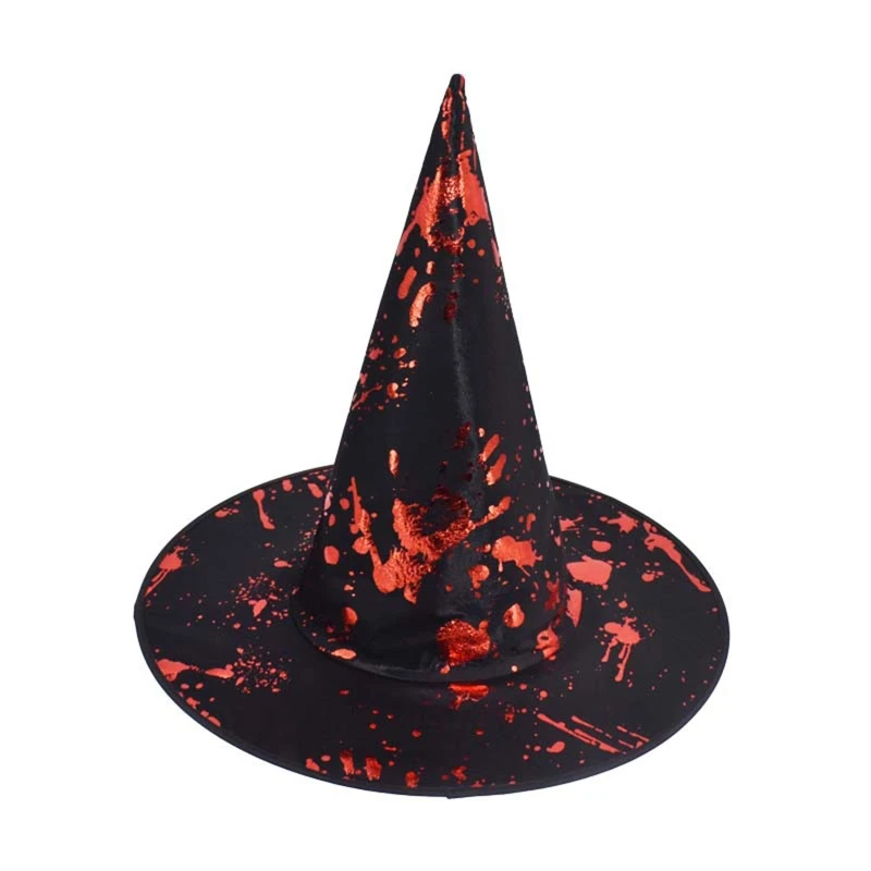 

L5YA Blood Handprint Witch Hat Wizard Hat Magican Hat Halloween Costume Fashion