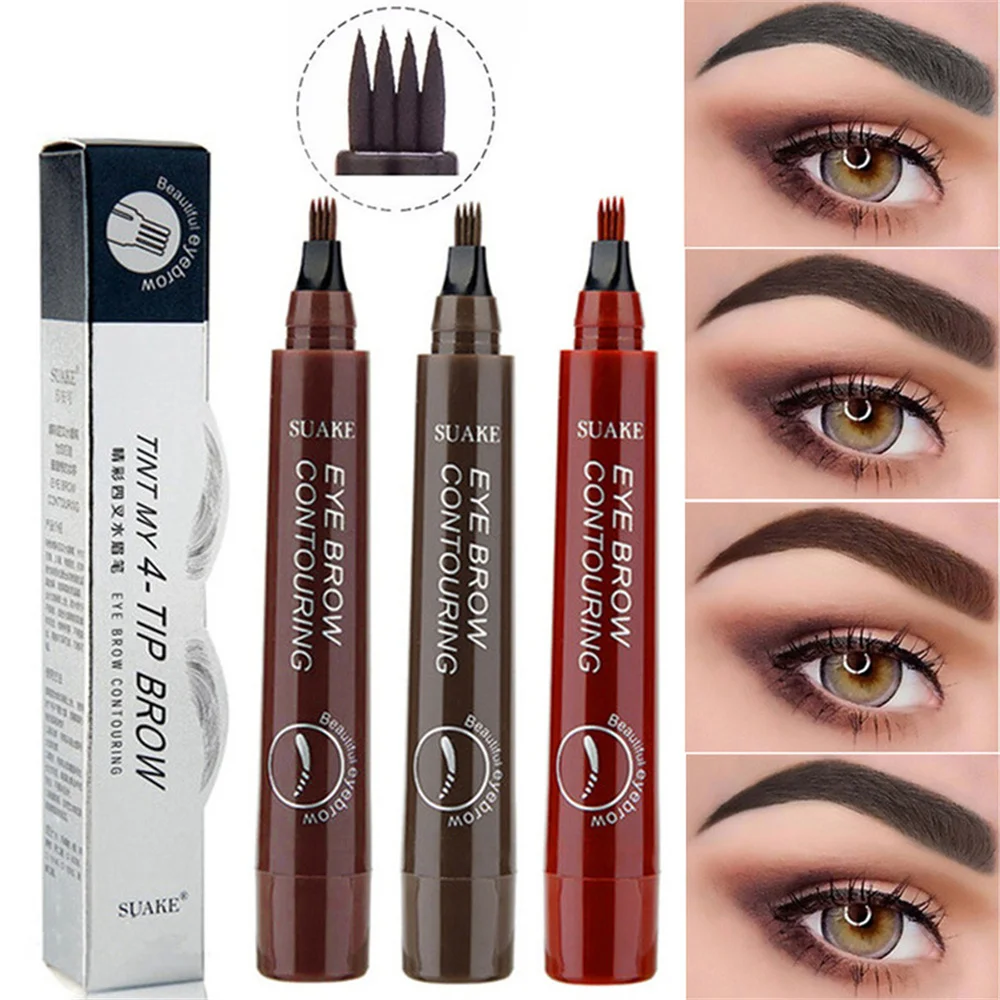 3D Liquid Eyebrow Pencil Lasting 4 Forks Waterproof Anti-Swe