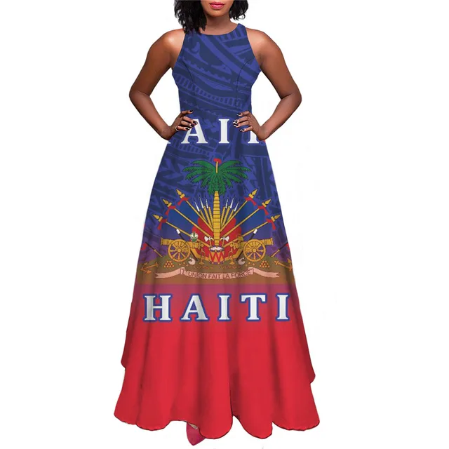 Haiti Flag Print Luxury Designer Women Summer Spring Maxi Dress Ladies Sexy Sundress Casual Sleeveless Long Woman Dresses Mujer 1 Haiti Flag Print Luxury Designer Women Summer Spring Maxi Dress Ladies Sexy Sundress Casual Sleeveless Long Woman Dresses Mujer 1
