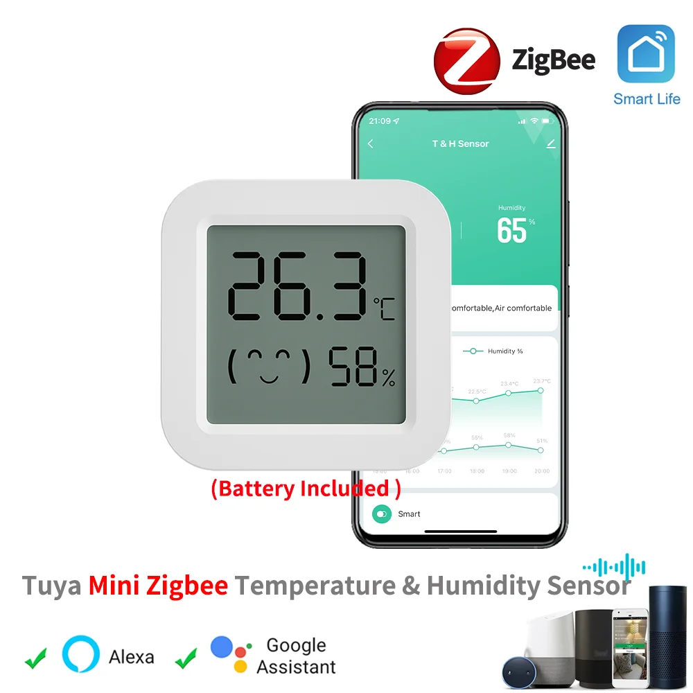 Датчик температуры и влажности Tuya Zigbee Mini