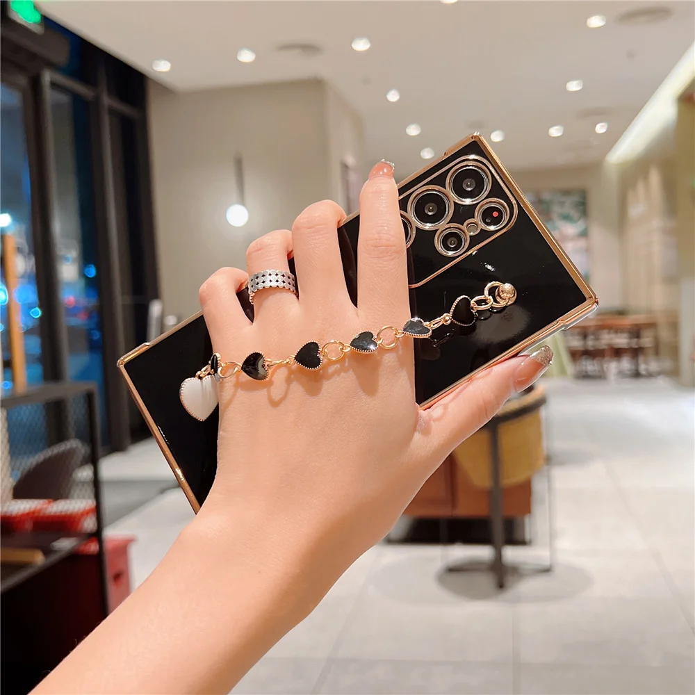 Женский чехол цепочка в форме сердца мягкая и ударопрочная конфетного цвета