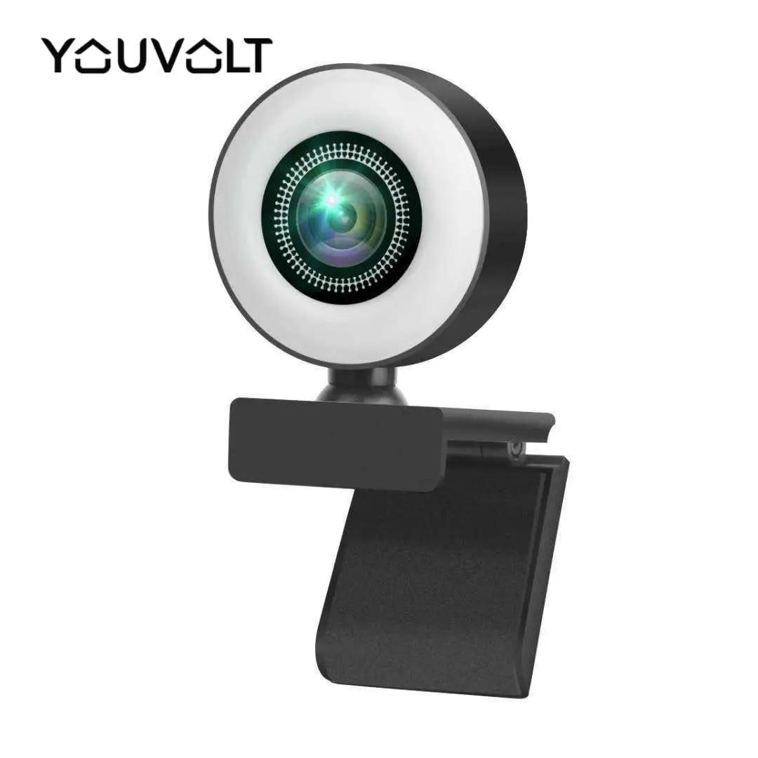 

2K Full HD1080P Auto Focus WebCam With Microphone LED Light Camera Fill Light USB Web Cam For Conference Laptop Video Calling
