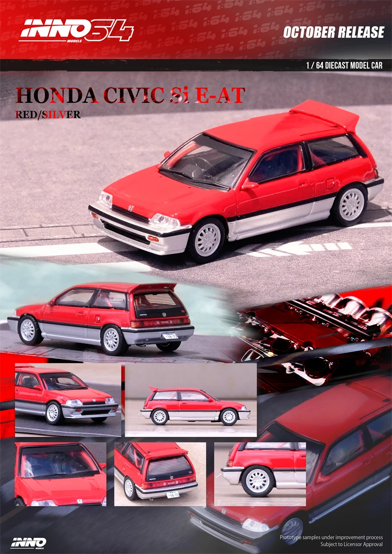 

** Предзаказ ** INNO64 1:64 HONDA CIVIC Si E-AT красный/серебристый литая модель автомобиля