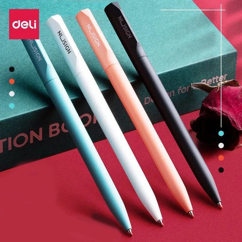 

Deli Gel Pens School Supplies Papeleria Kawaii Rotate Gel Ink Pen Carbon Ink Ballpoint Sign Writing Exam Pen Office Stationary