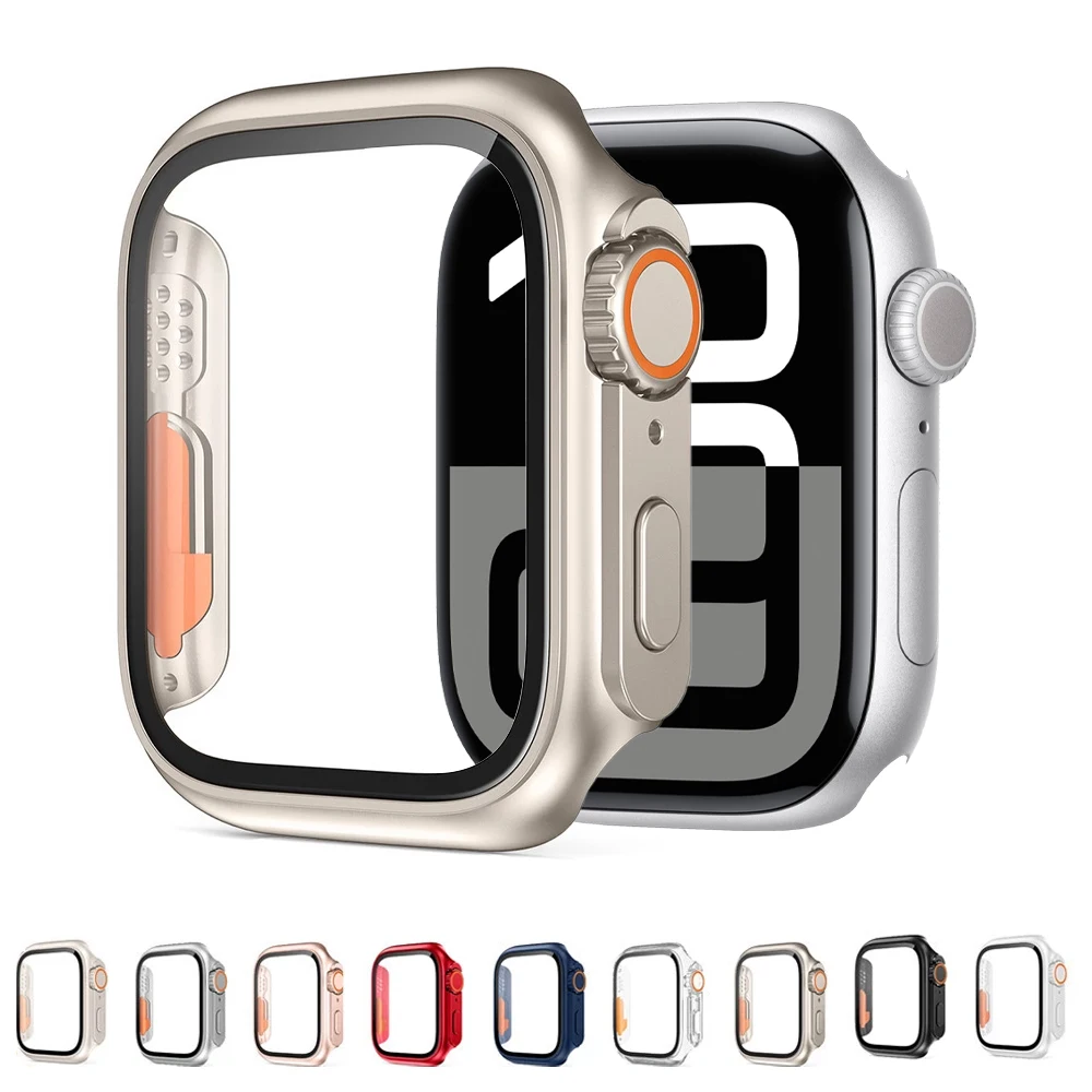 Защитная пленка для экрана Apple Watch Case 46 мм 42 45 40 44 41 Крышка ПК + стеклянная замены Ultra