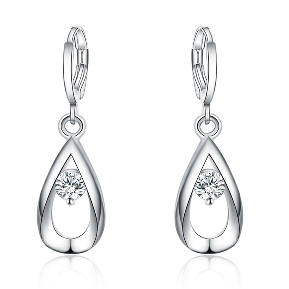 

Elegant Water Drop Zircon Stud Earrings 925 Silver Earrings 2022 Women Wedding Christmas Gift Korean Fashion Hot Selling