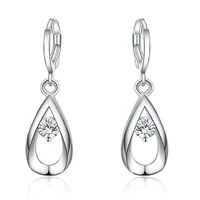elegant water drop zircon stud earrings 925 silver earrings 2022 women wedding christmas gift korean fashion hot selling