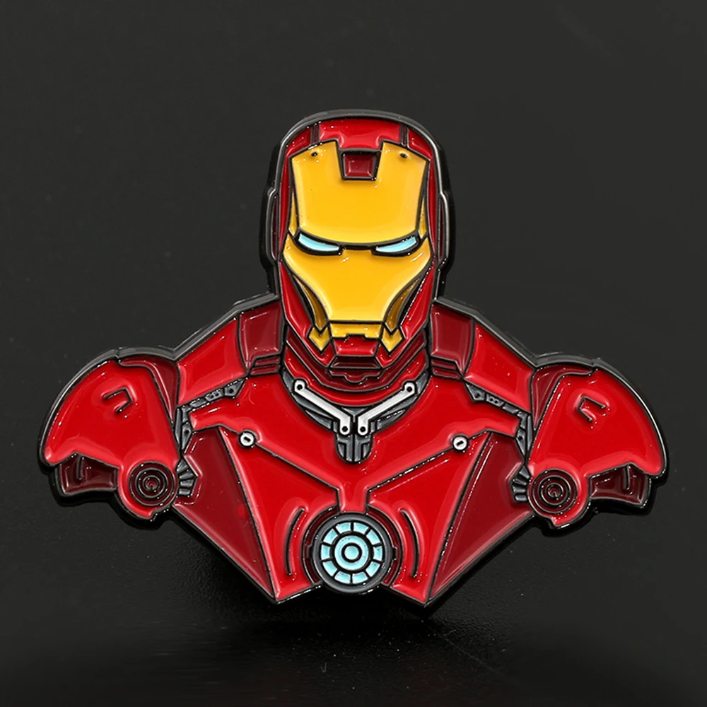 Marvel Superhero Iron Man Metal Enamel Brooch The Avengers Moon Knight Lapel Pin for Men Backpack Ornament Toy Gifts