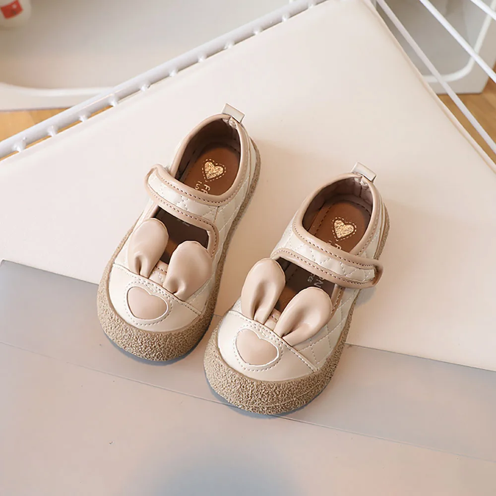 

Spring Toddler Shoes For Girls PU Leather Cute Rabbit Princess Footwear Anti-slippery Soft-soled Skate Shoes For Kids