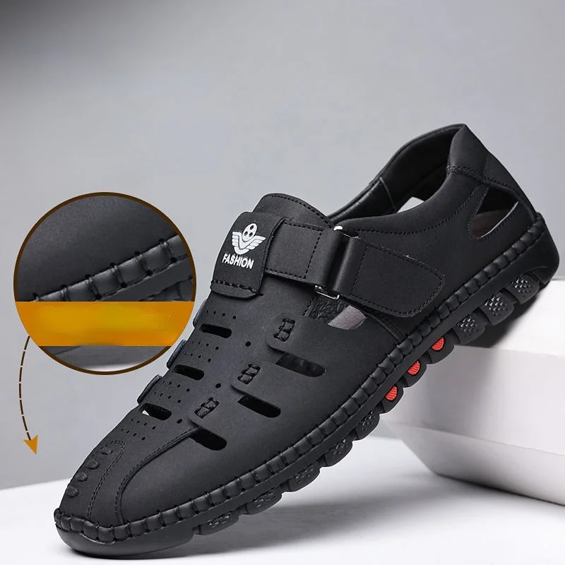 

Men's Sandals Breathable Casual Shoes Non-slip Hole Shoes Beach Shoes Sandals Men's Summer Sandals New Leather Hollow