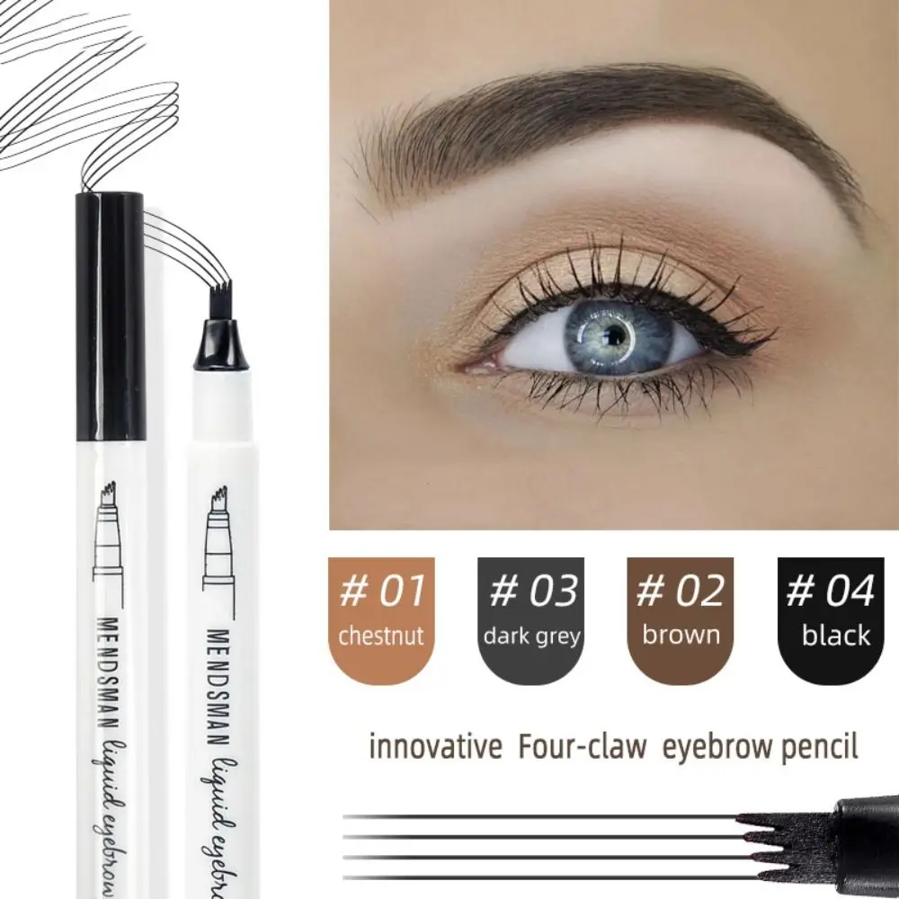 

Waterproof 4 Points Eyebrow Pencil Eyebrow Enhancers Non-smudge Four Fork Tip Liquid Eyebrow Pen 3D Black Brown Beginners