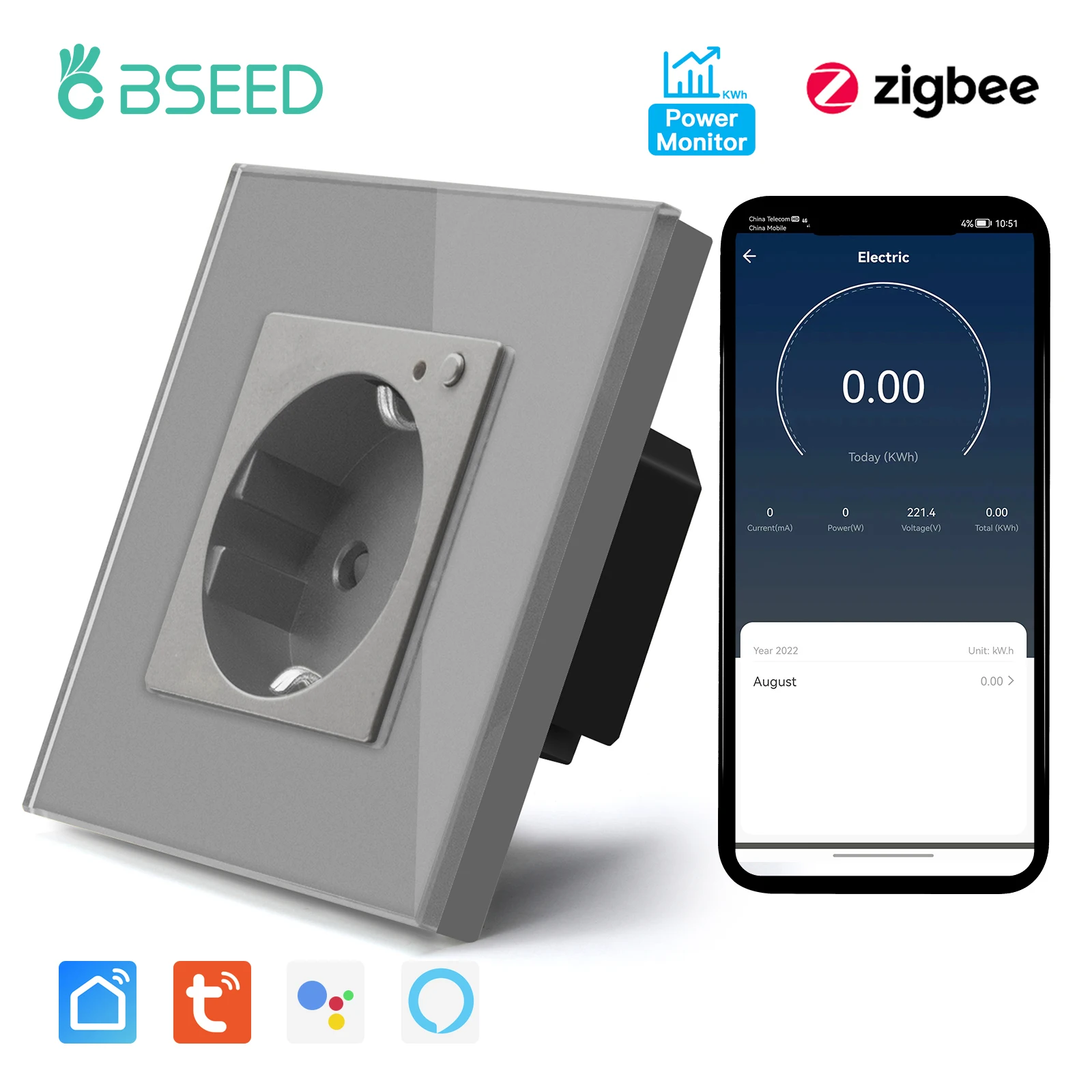 

Умная розетка BSEED Zigbee 16А