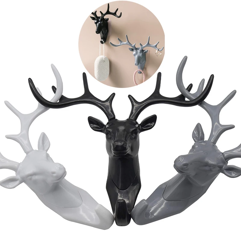 

Antler American Style Home Decoration Hook Wall Shelving Wall Hanging Creative Wall Personality Deer Head Wall Key Holder