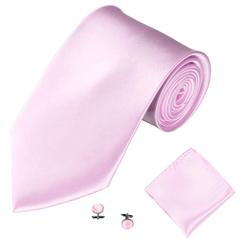 

Fashion Tie Set for Men Women 10CM (4 In) Wide Wedding Satin Black Cufflinks Handkerchief Necktie Sets