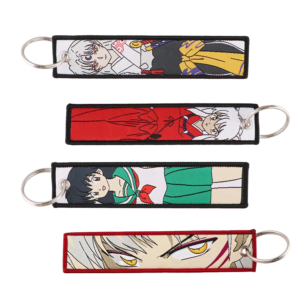 

Anime Inuyasha Key Fobs Holder Keychain for Motorcycles Key Ring Embroidery Key Tag Fashion Chaveiro Backpack Accessories