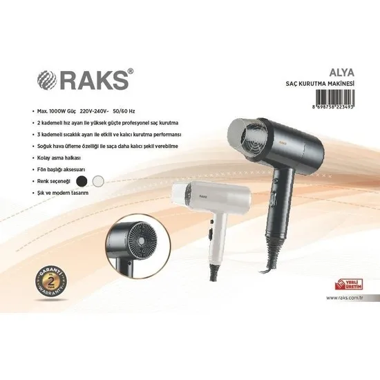 

Raks Alya Hairdryer 1000 W White