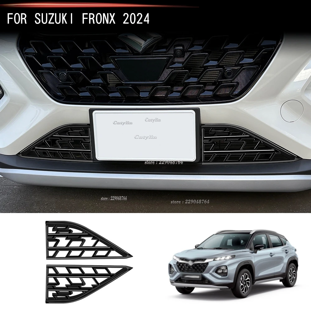 Фото Для Suzuki Fronx WDB3S WEB3S 2025 2026, черный передний нижний бампер, решетка, крышка автомобиля, передняя нижняя средняя сетка, украшение №1