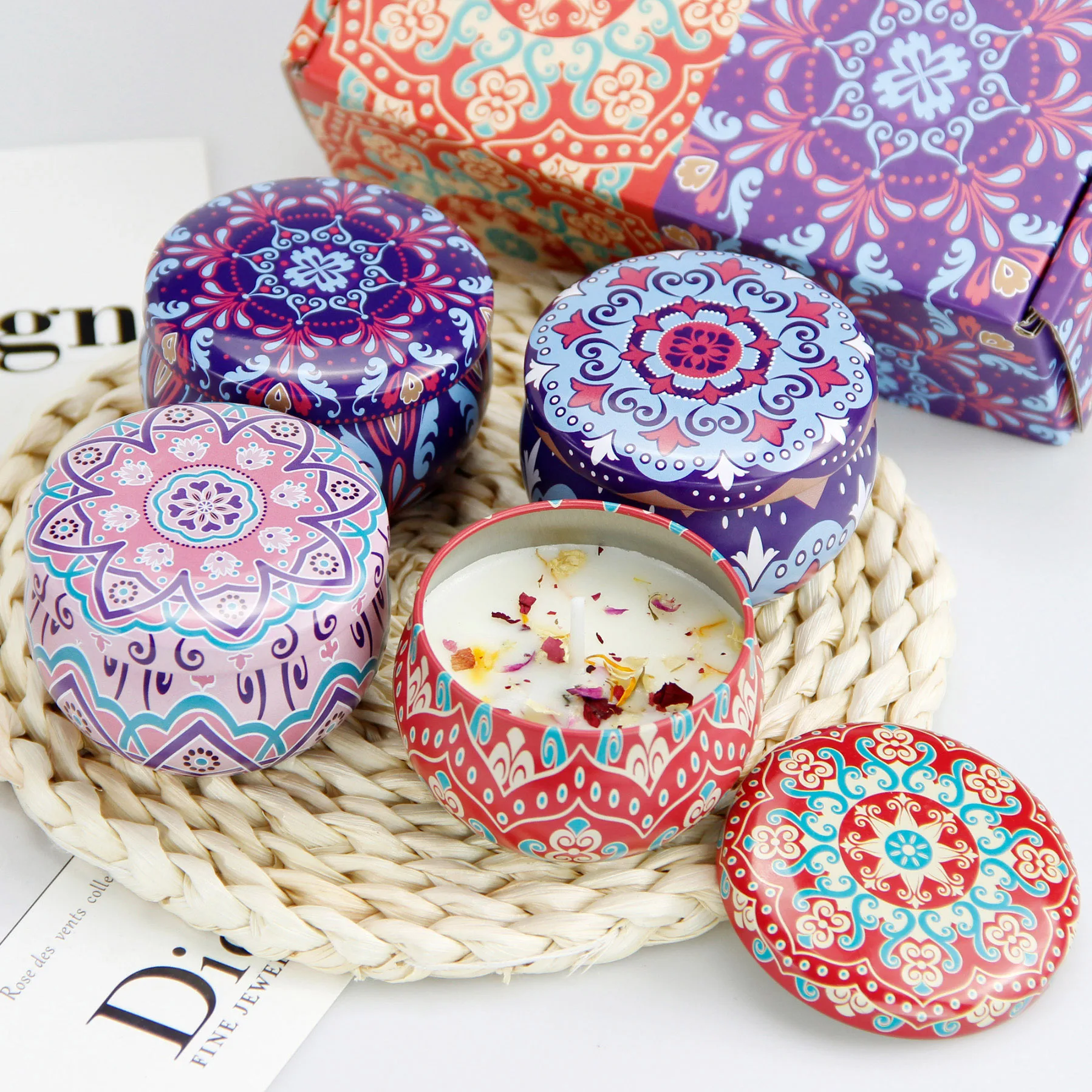 

Soy Wax Scented Candles Aromatherapy Candles Portable Travel Tin Jar Candles Home Decor for Wedding Spa Yoga Mother’s Day Gift