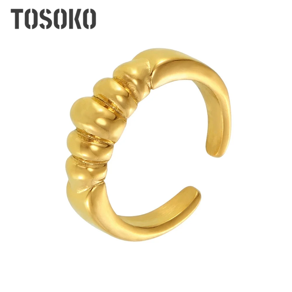 TOSOKO персонализированное открытое кольцо с короной женское нишевое из титановой