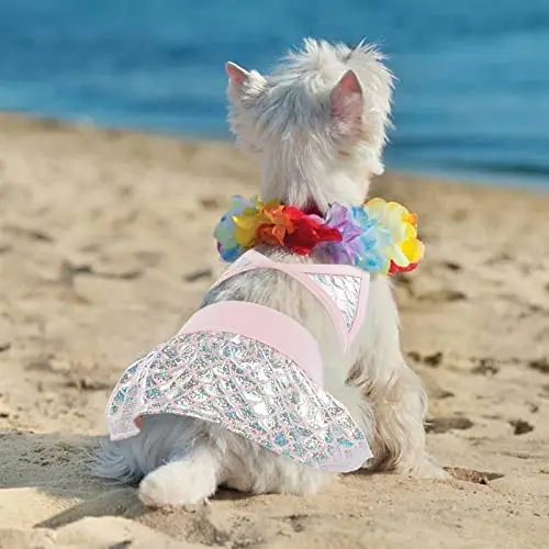 

Dog Swimsuit Bikini, Cute Bikini for Dogs, Puppy Bathing Dress Swimwear Pet Clothes Costumes ,Dog Bath Suit Girl Kitten Apparel