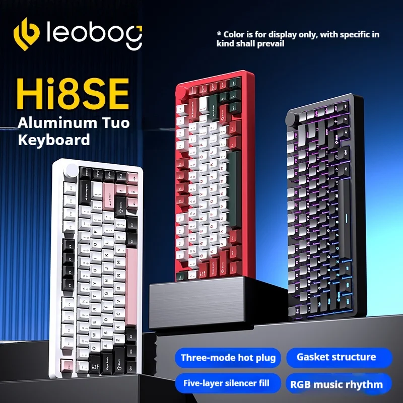 Фото Новая беспроводная механическая клавиатура LEOBOG Hi8SE, Bluetooth, трехрежимная, с ЧПУ, алюминиевый сплав, горячая замена, RGB, ноутбук, геймер, игровая клавиатура для ПК №2