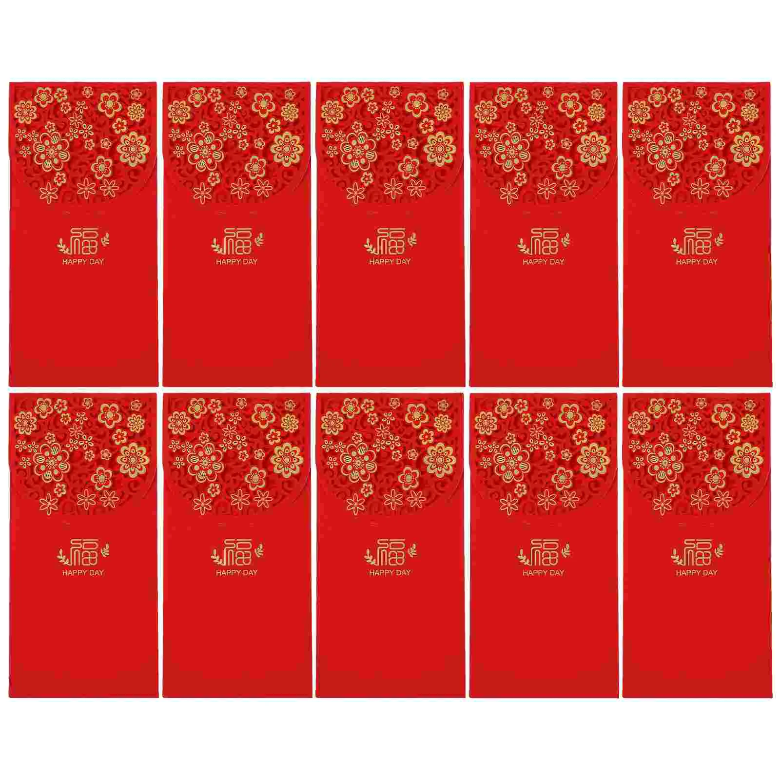 

10 шт., ажурные красные конверты для подарка на новый год