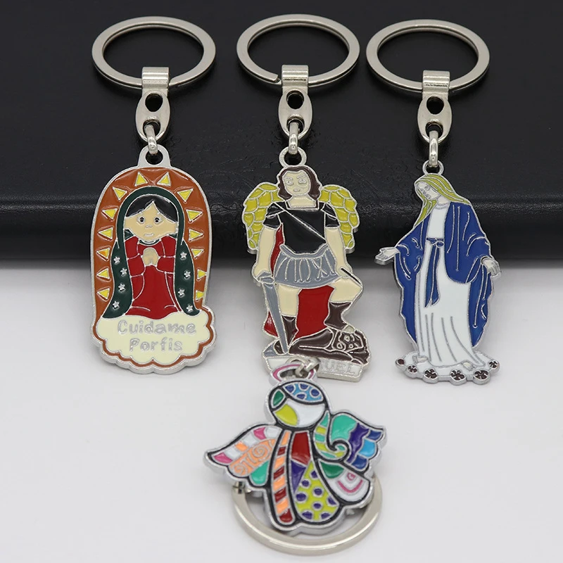 Эмалированный цветной брелок для ключей с изображением Богородицы гуадалупы