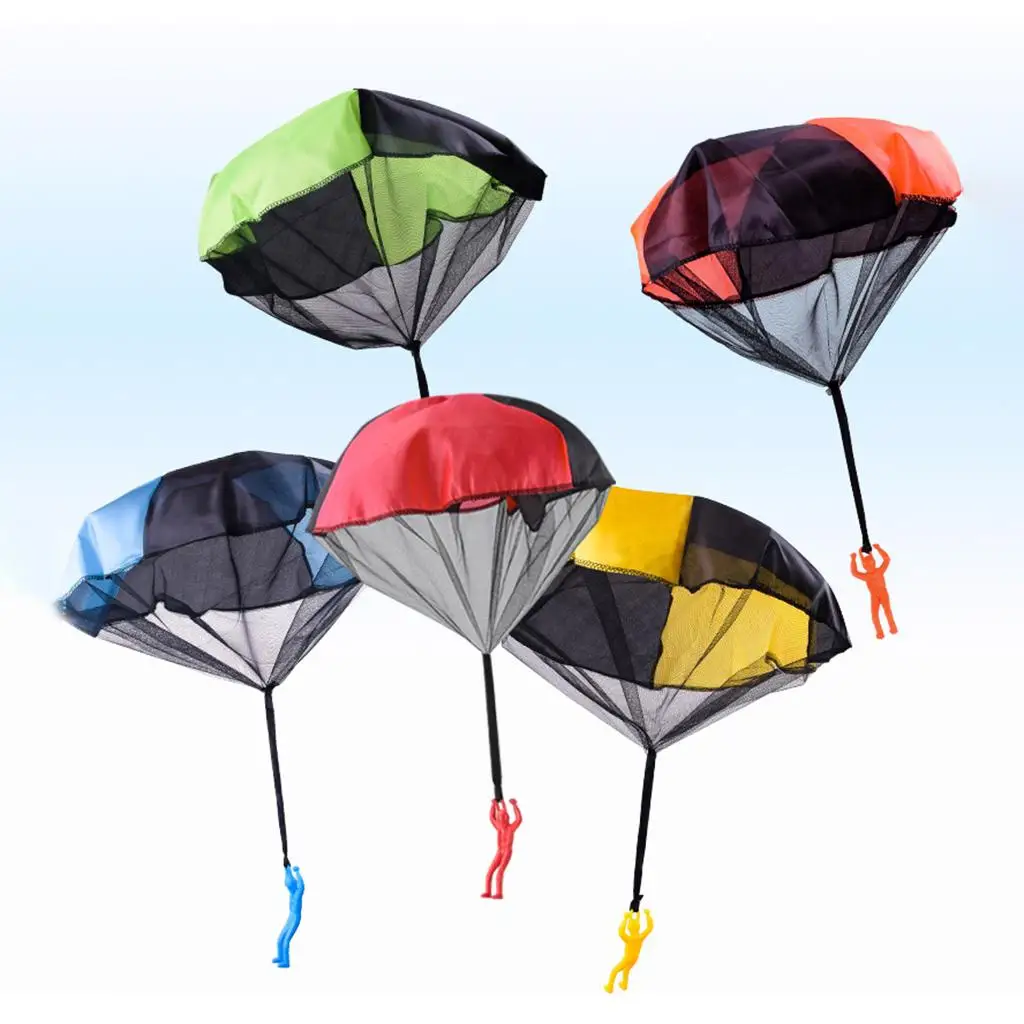 

5x Hand Throwing Parachute Toys Outdoor Lawn Beach Flying Toy