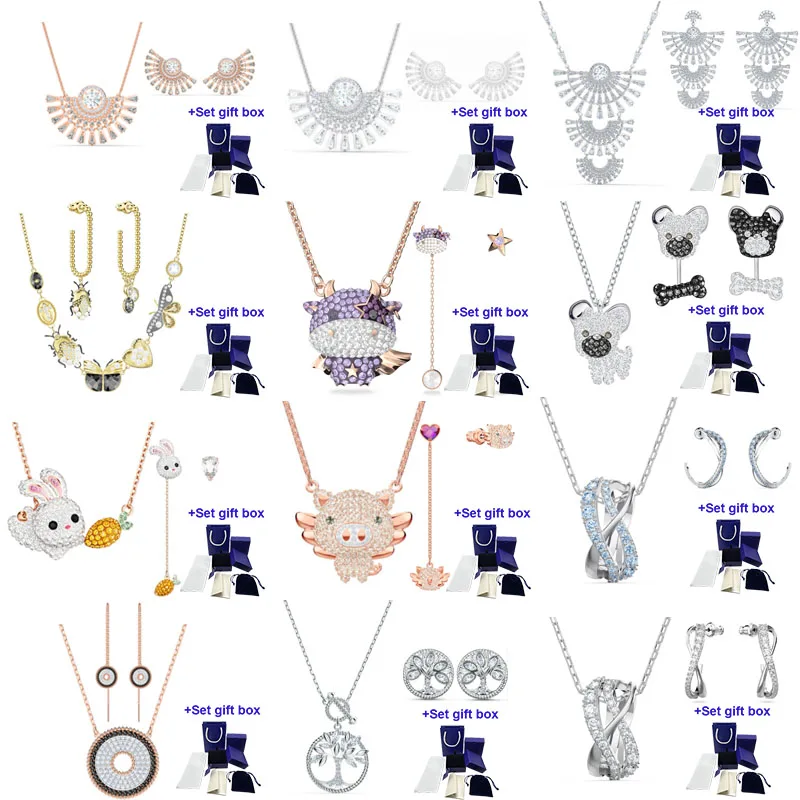 

SWA HighQuality Jewelry Cute Animal Necklace Stud Earrings Set Fashion Charm Jewelry for Women, Beautiful Gift Box Free Shipping