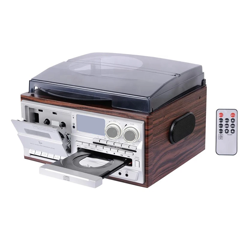 

Classic Vintage Design 6 in 1 audio Turntable record player& vinyl turntable LP& Gramophone with PC Link/3 Speed LP